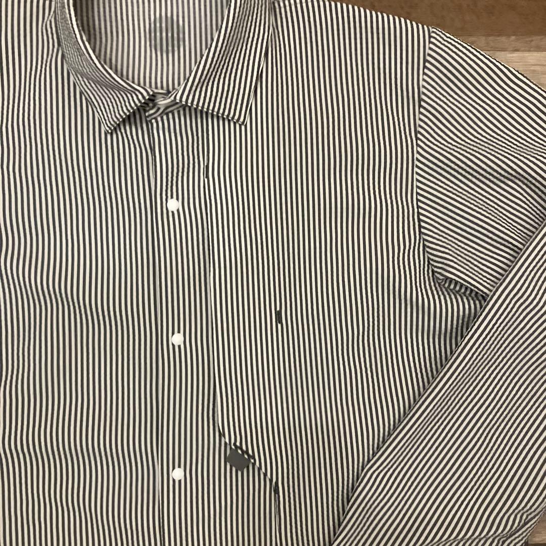 【alk phenix】極美品　ストライプシャツ グレー×白 アルクフェニックス