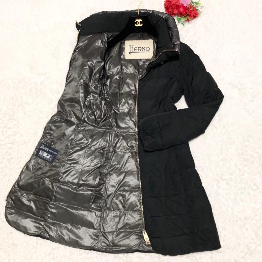 HERNO ヘルノ ダウンコート ステンカラー ポーラテック レディース 黒