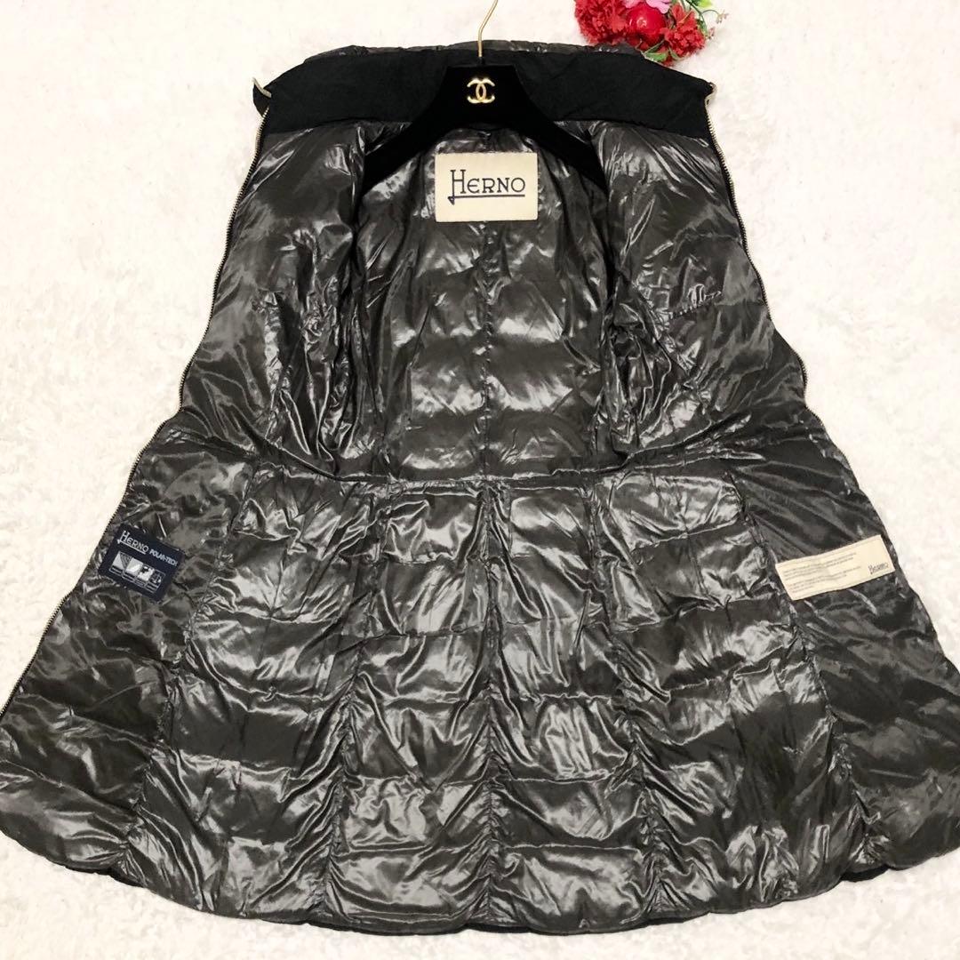 HERNO ヘルノ ダウンコート ステンカラー ポーラテック レディース 黒