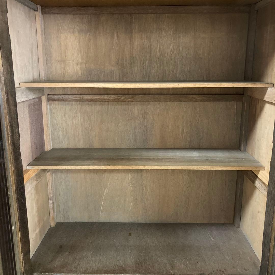 昭和レトロ　木製ガラス扉付き本棚