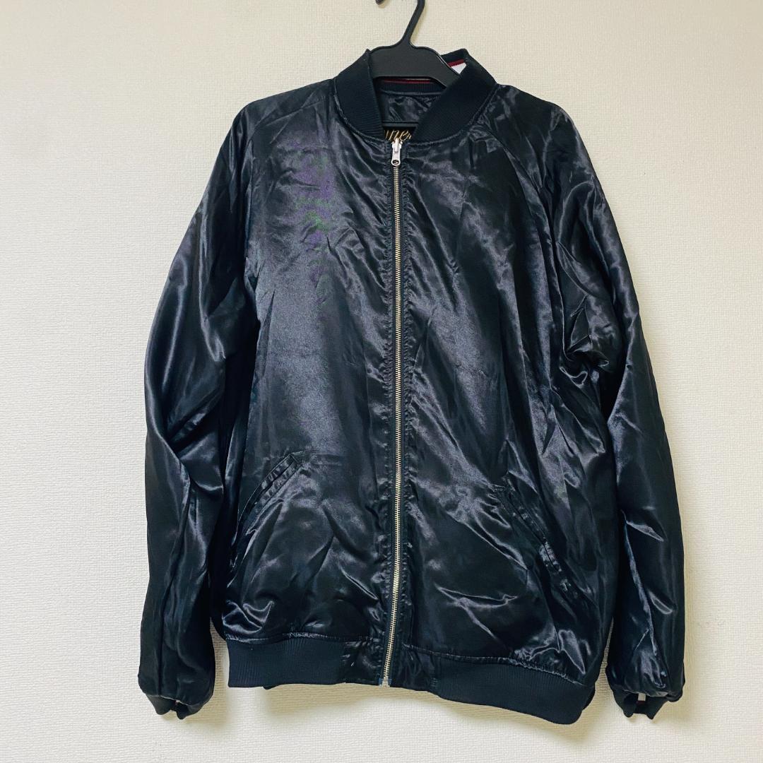 美品/希少✨抜刀娘　スカジャン　リバーシブル　刺繍　黒　和柄　2XL