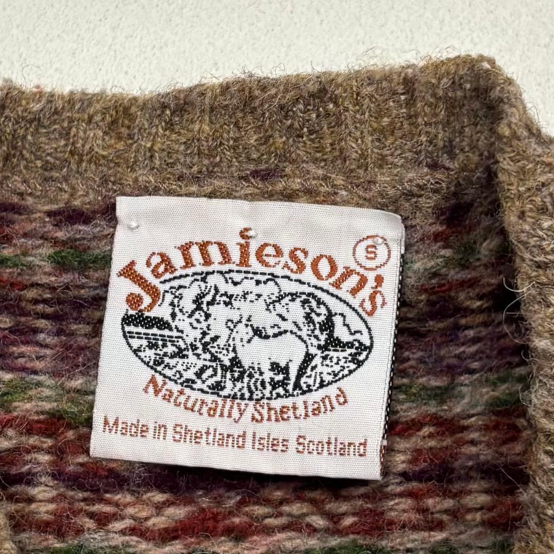 美品 ジャミーソンズ フェアアイル 幾何学 クルーネック ニット セーター S