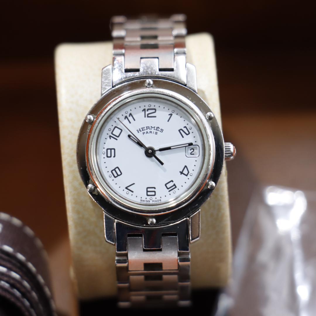 と*ん様 稼働美品！エルメスクリッパー　腕時計　ホワイト文字盤　ウォッチ　CL4