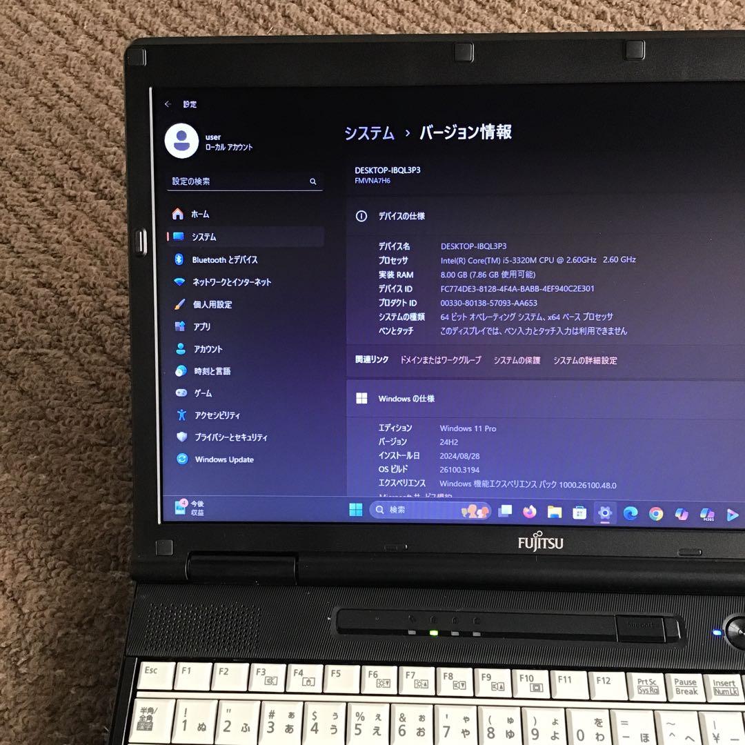 ★驚速　LIFEBOOK 最新Win11Pro24H2 Core i5/SSD