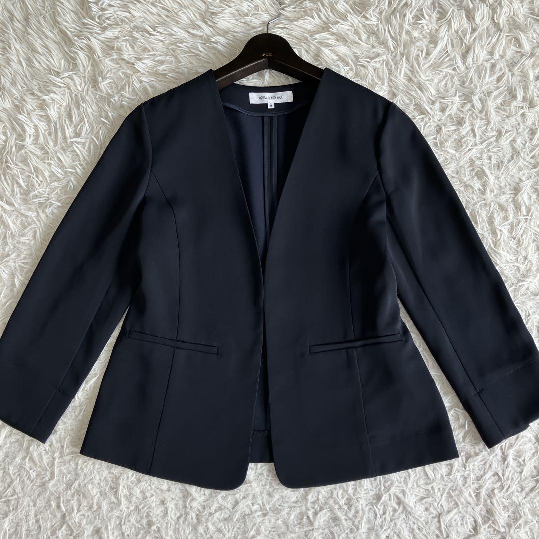 NATURAL BEAUTY BASIC ノーカラージャケットパンツスーツ