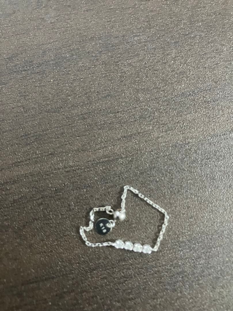 18Kホワイト　チェーンリング　天然ダイヤモンド　サイズ調整可能