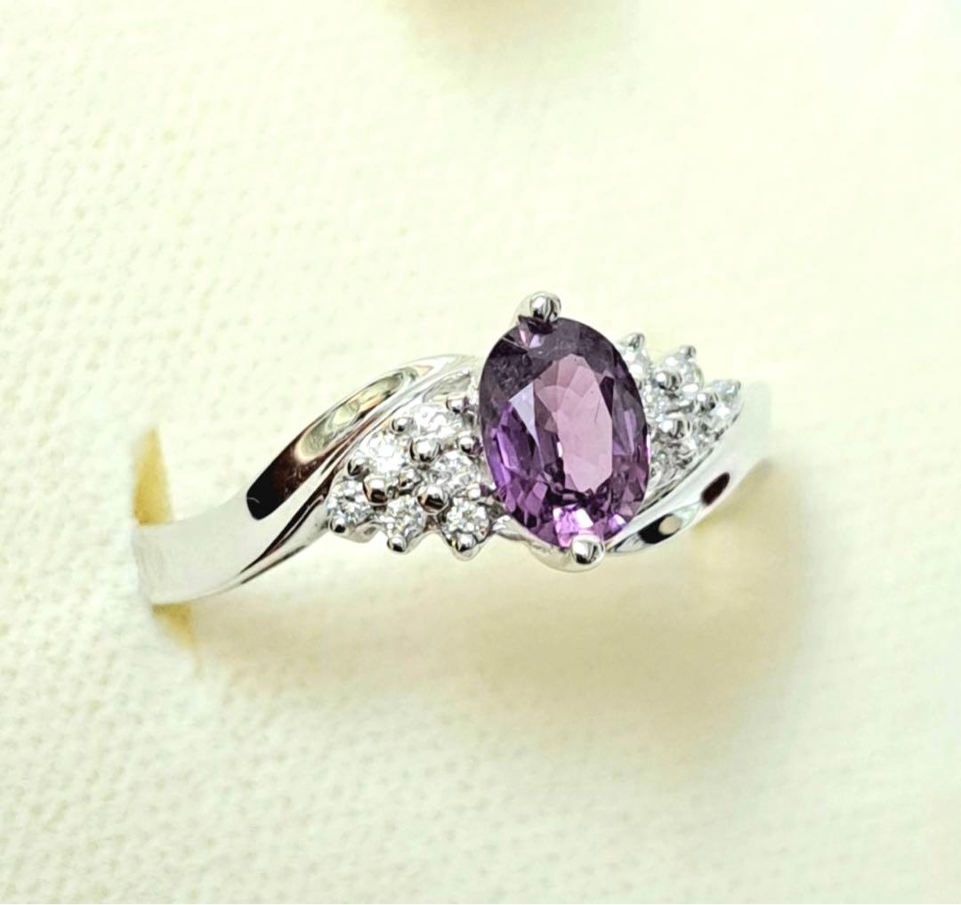 EB11 K14刻印　紫色　オーバルカット　リング　2.4g 指輪　パープル