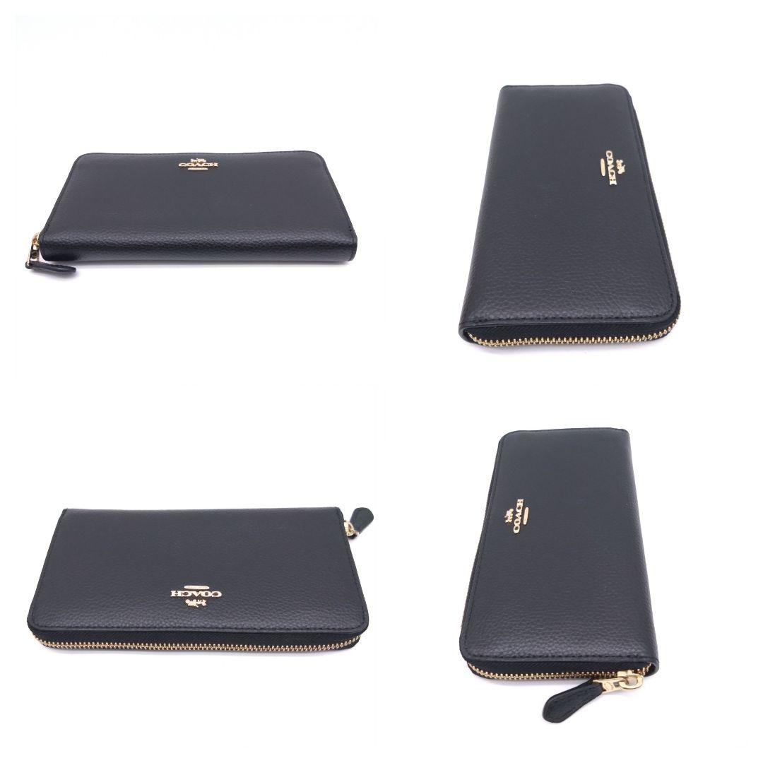 【美品】COACH 長財布 ラウンドファスナー レザー ブラック F16612