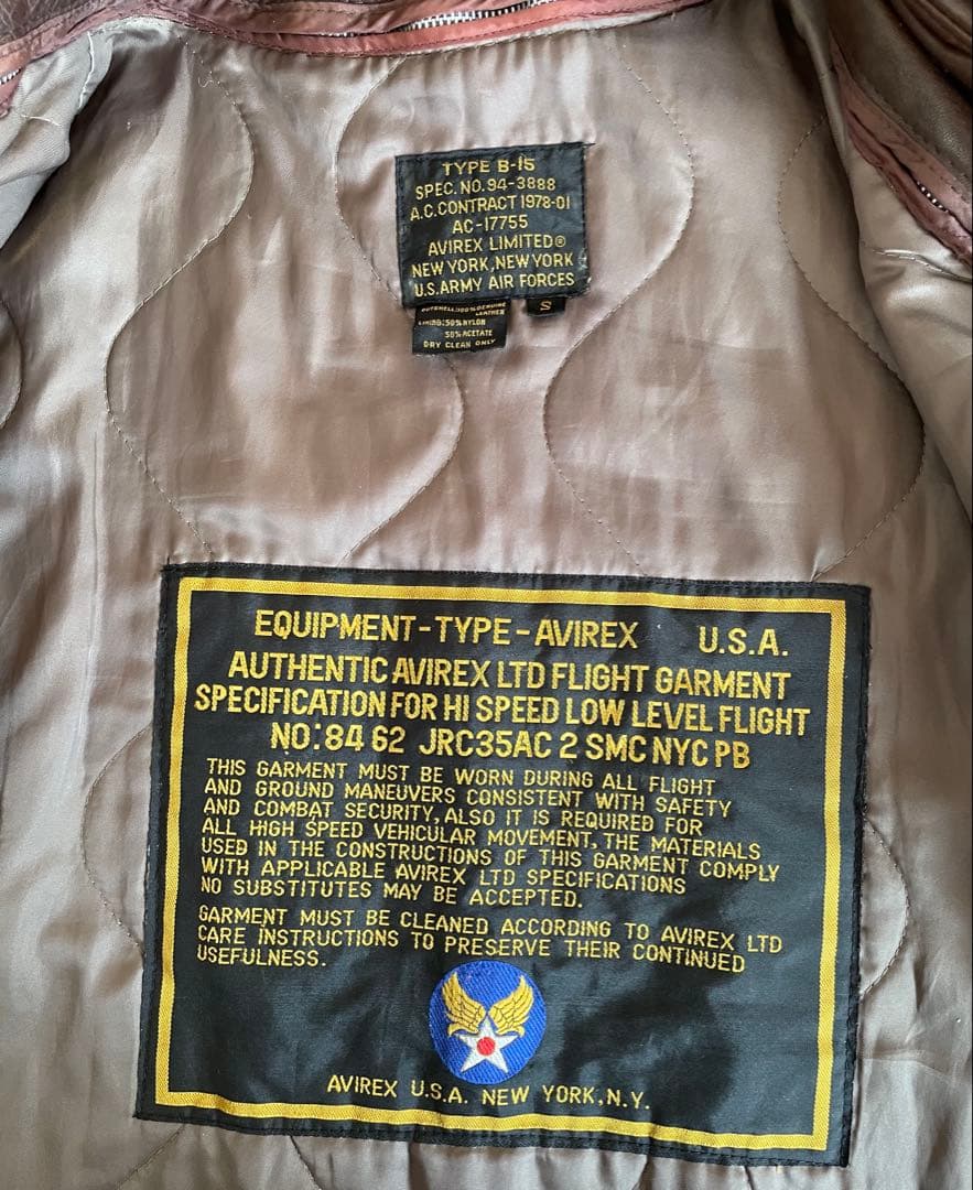 AVIREX B-15 レザージャケット