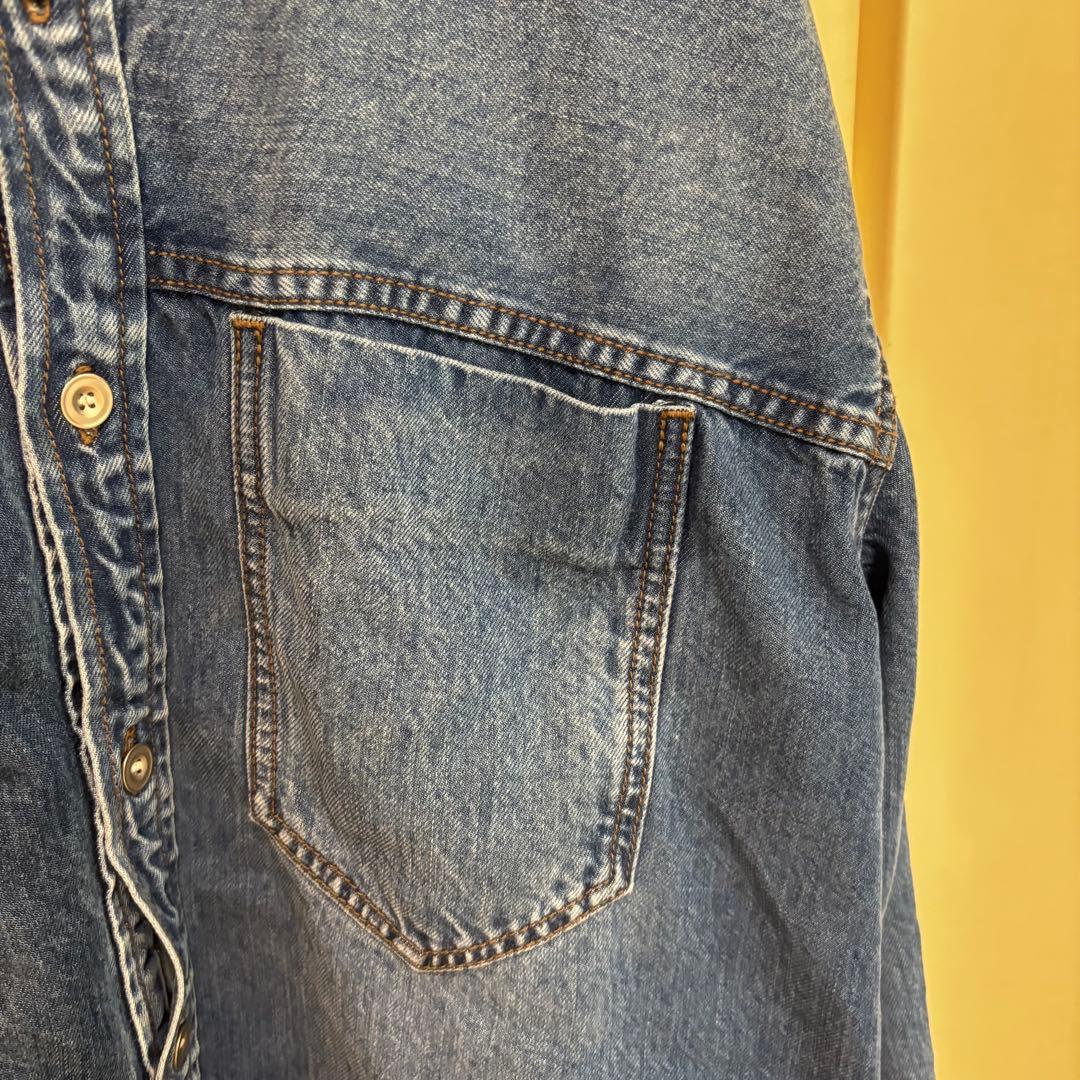 【NOBLE 】現行モデル　デニムシャツ　フェードカラービックポケットシャツ