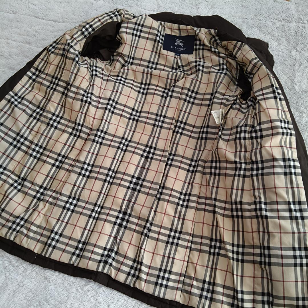 バーバリーロンドン　ダウンJK　38　ノバチェック　ラビット 三陽商会 シンプル