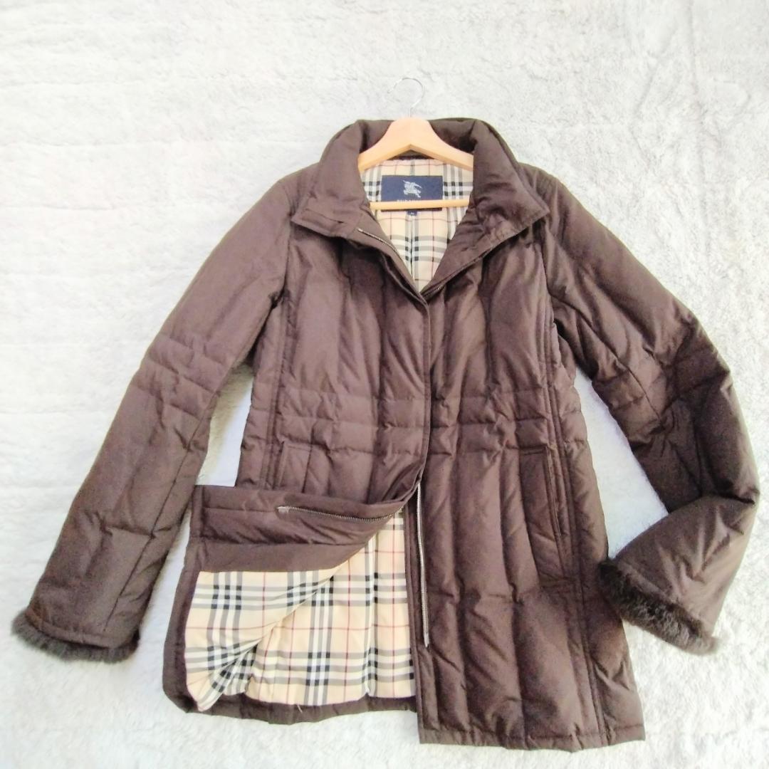 バーバリーロンドン　ダウンJK　38　ノバチェック　ラビット 三陽商会 シンプル