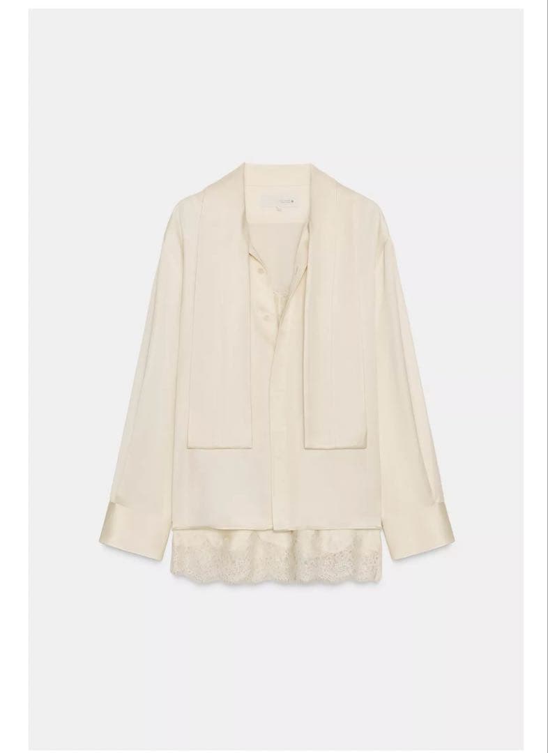 zara zw collection コンビサテンブラウス　新品　タグ付き