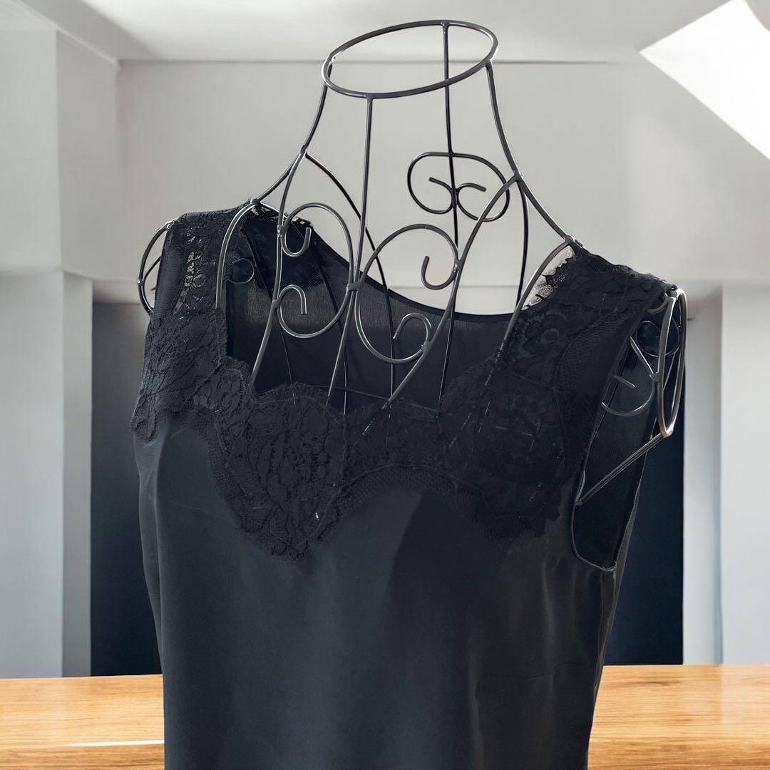 DOLCE&GABBANA レースキャミソール 黒 42 ドルガバ