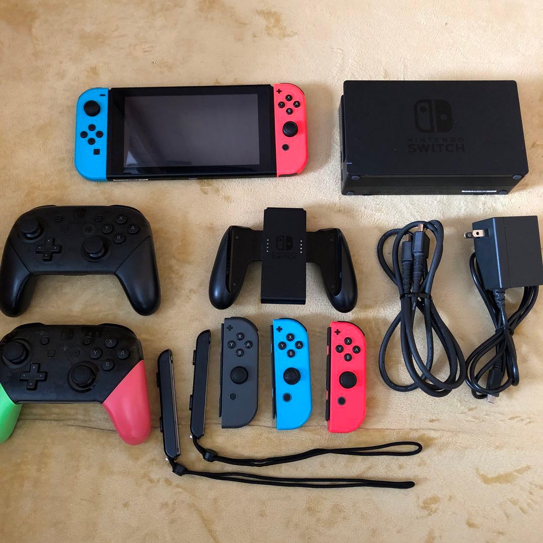 起動確認済Nintendo Switch本体2018年型 純正プロコントローラ付