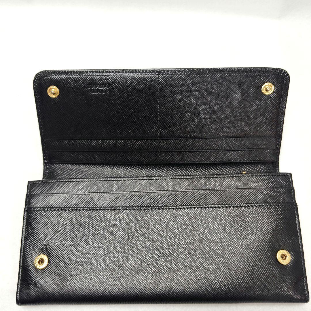 【T】美品　PRADA　プラダ　サファイアーノ　ブラック　長財布