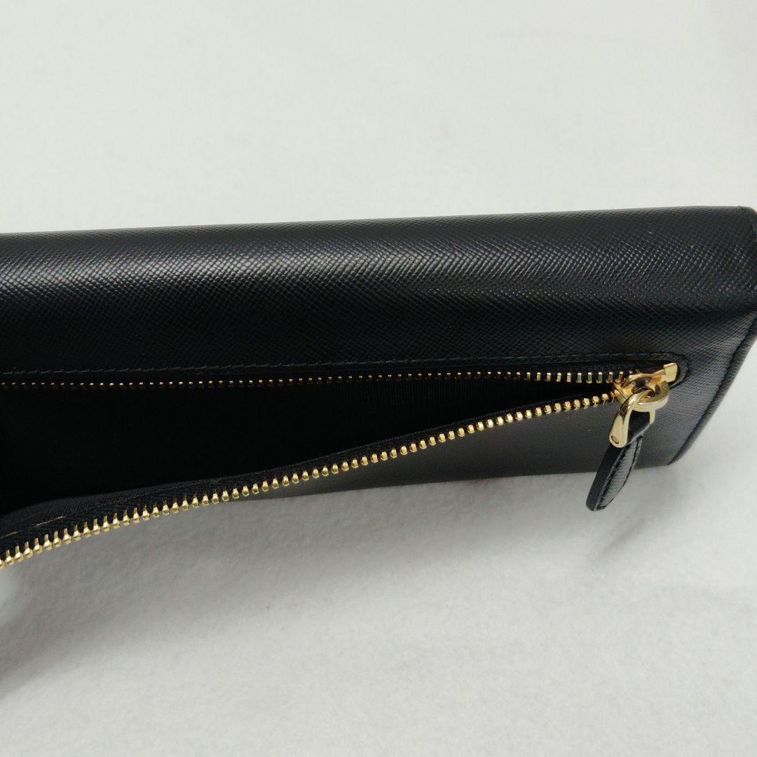 【T】美品　PRADA　プラダ　サファイアーノ　ブラック　長財布