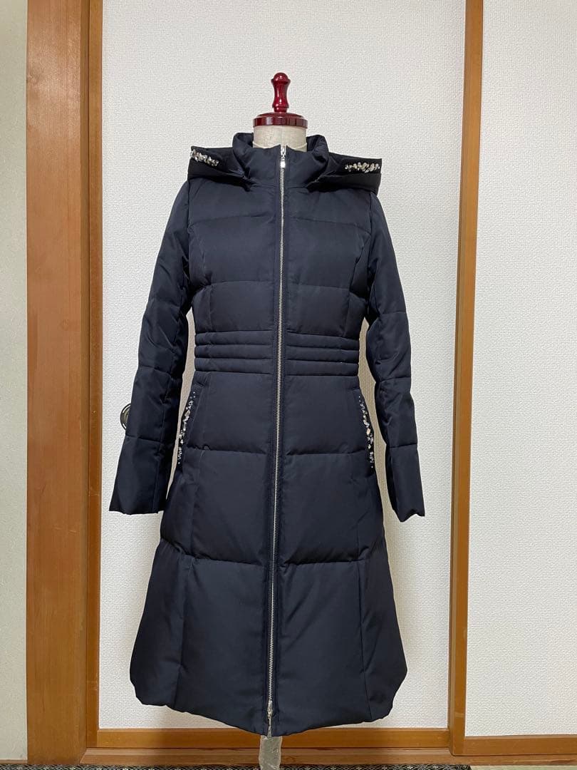アベニールエトワール ロングダウンコート 34 ビジュー フード