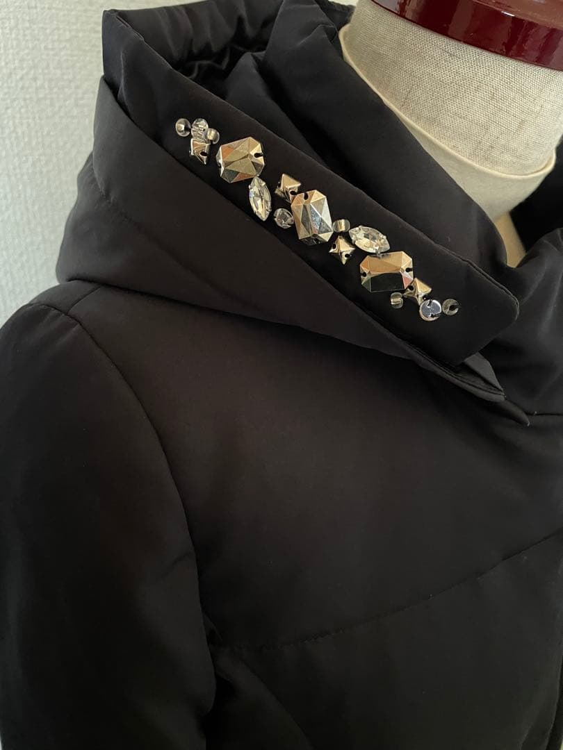 アベニールエトワール ロングダウンコート 34 ビジュー フード