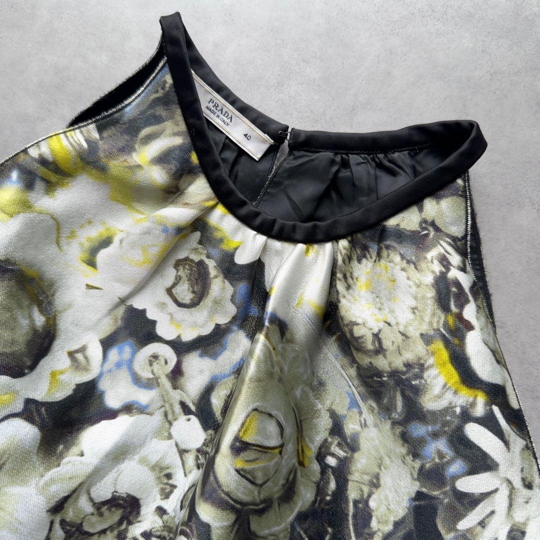 【PRADA】バックオープンキャミソール シルク混 イタリア製 40 M 黒