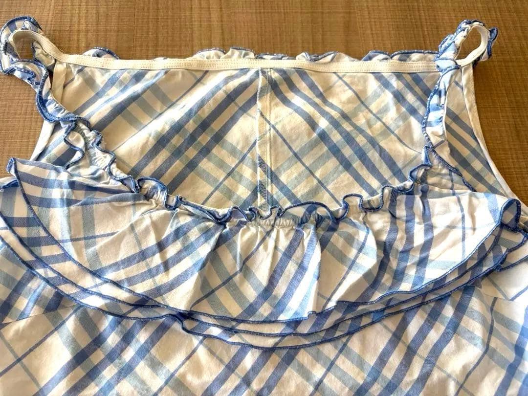 【希少】バーバリーブルーレーベル水色チェック フリルブラウス 38★激レア
