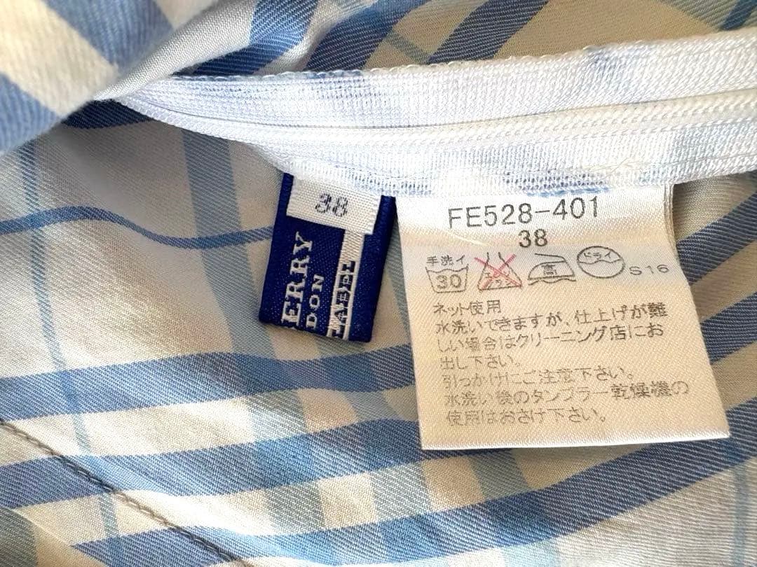 【希少】バーバリーブルーレーベル水色チェック フリルブラウス 38★激レア