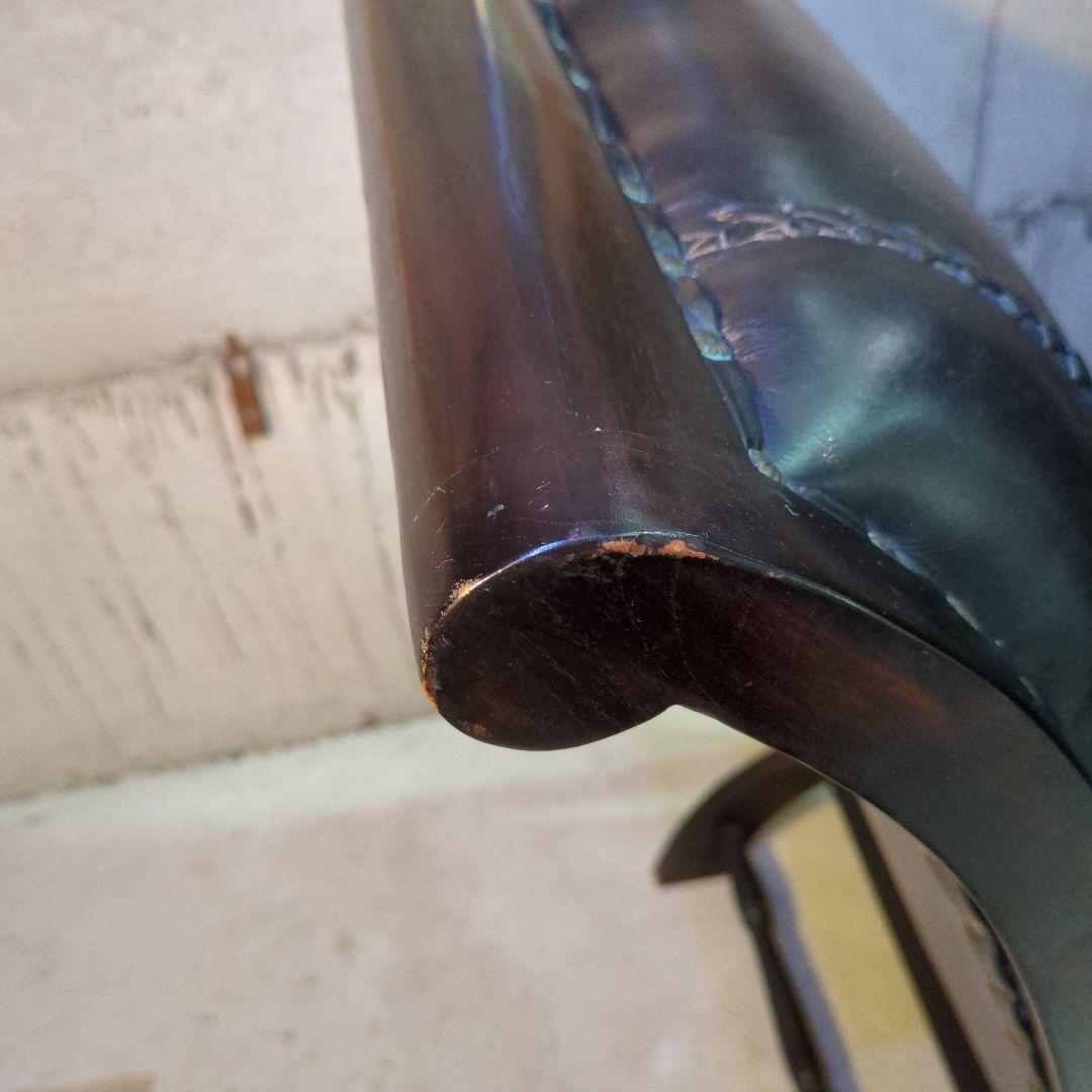 本革 英国調 パーソナルチェア アーム イギリス風 レザー 鋲打　ヴィンテージ