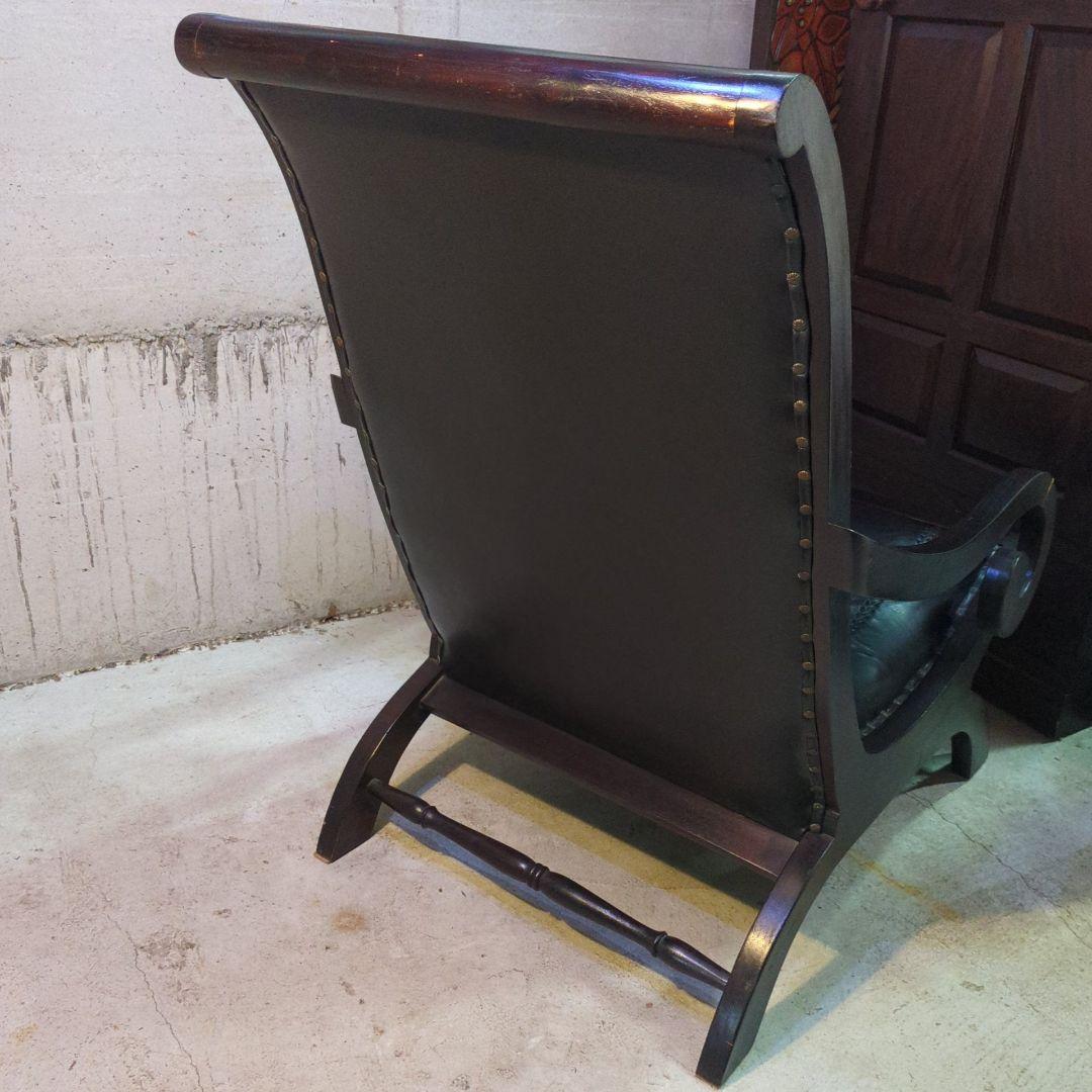 本革 英国調 パーソナルチェア アーム イギリス風 レザー 鋲打　ヴィンテージ