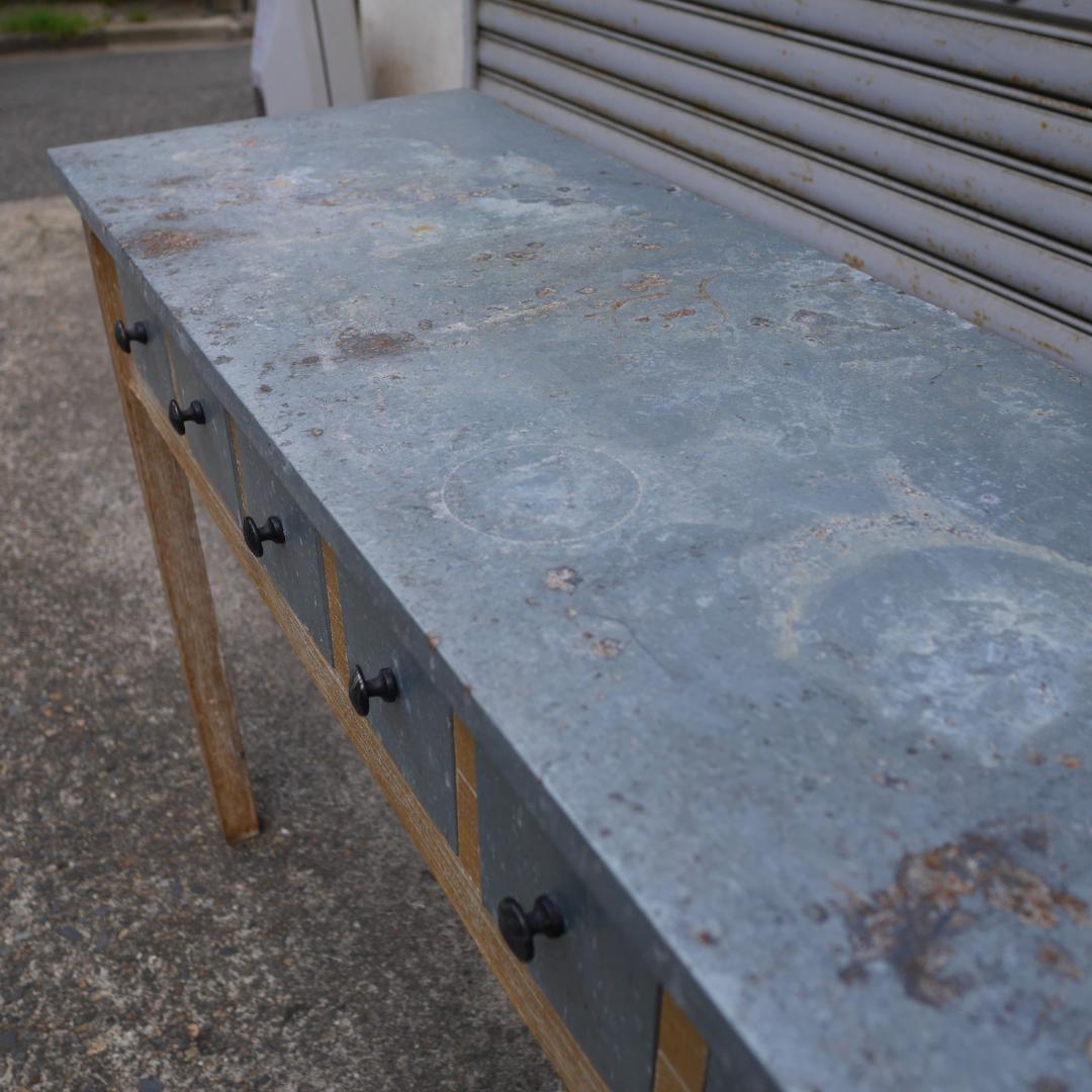 コンソールテーブル ワークデスク 作業台 古道具 ガレージ ヴィンテージ