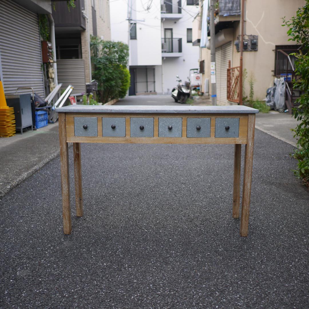 コンソールテーブル ワークデスク 作業台 古道具 ガレージ ヴィンテージ