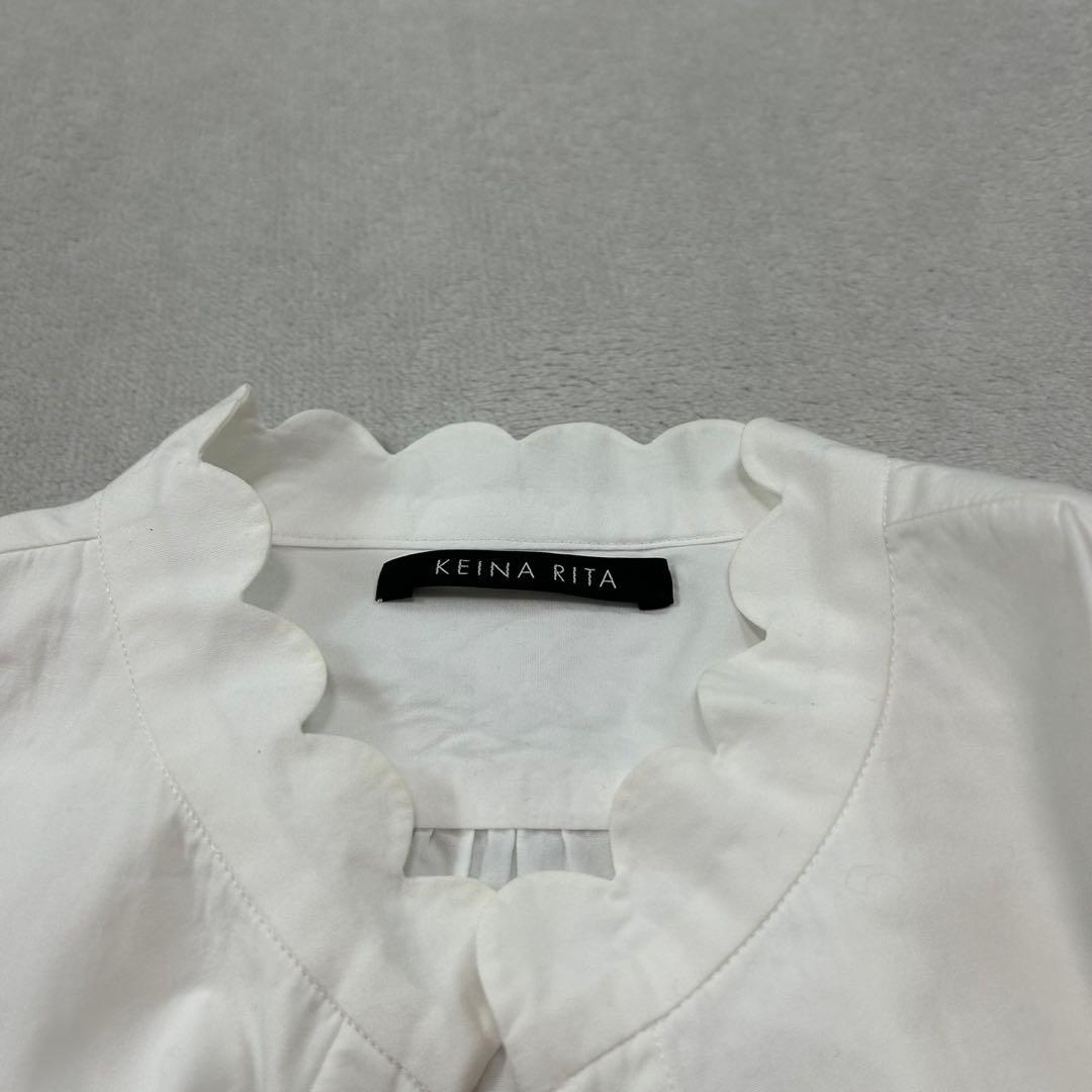 K41 M ケイナリタ スカラップパフスリーブ ブラウス ホワイト レディース