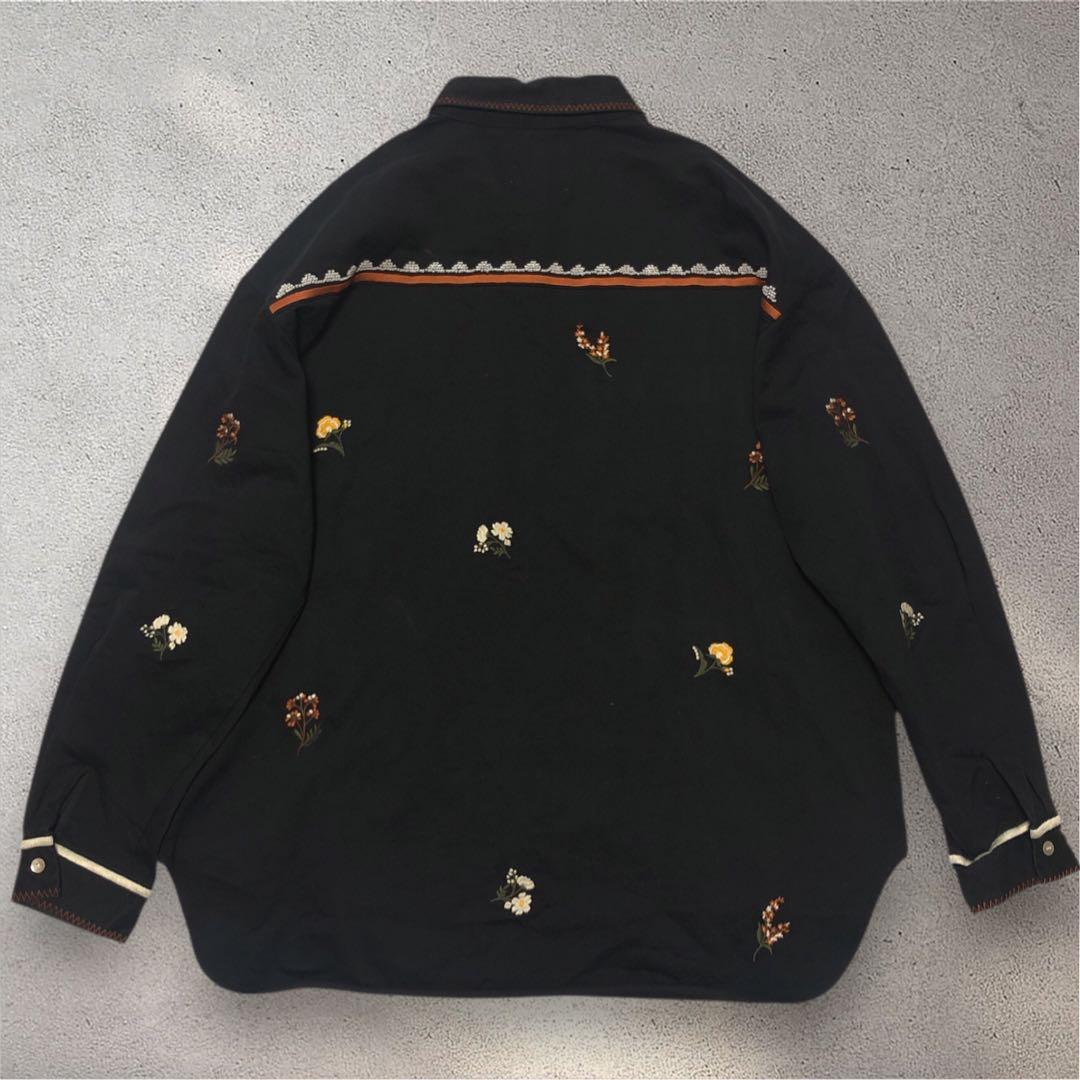 【極美品】AMERI SMALL FLOWER OVER SHIRT ブラック