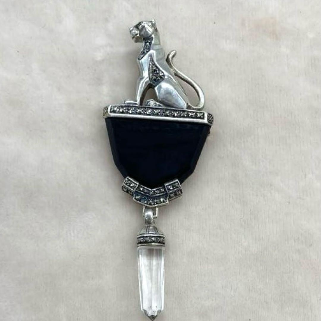 Ari D Norman パンサー ブローチ オニキス×エメラルドアイ