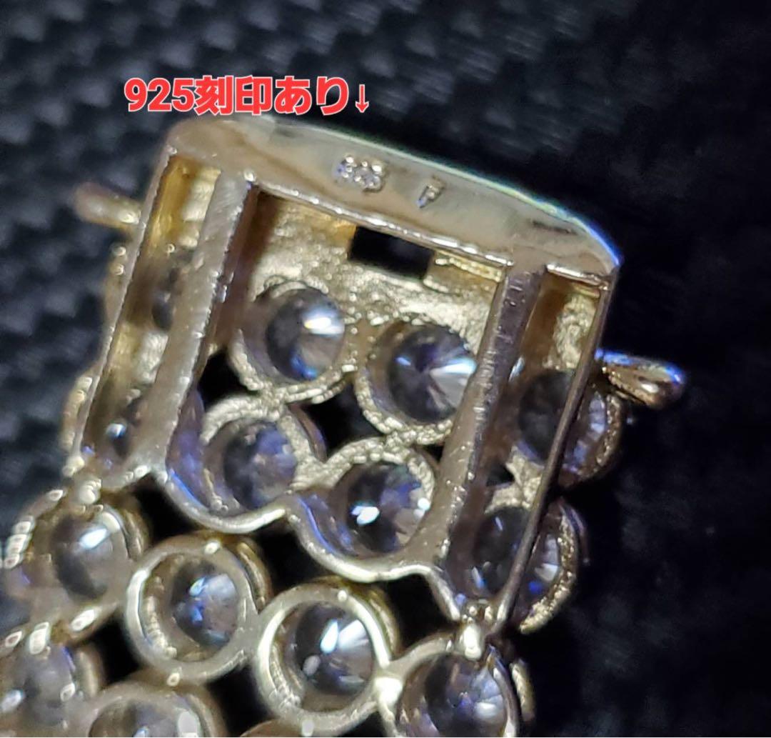 美品シルバー925イエローゴールドテニスチェーンブレスレットhiphop