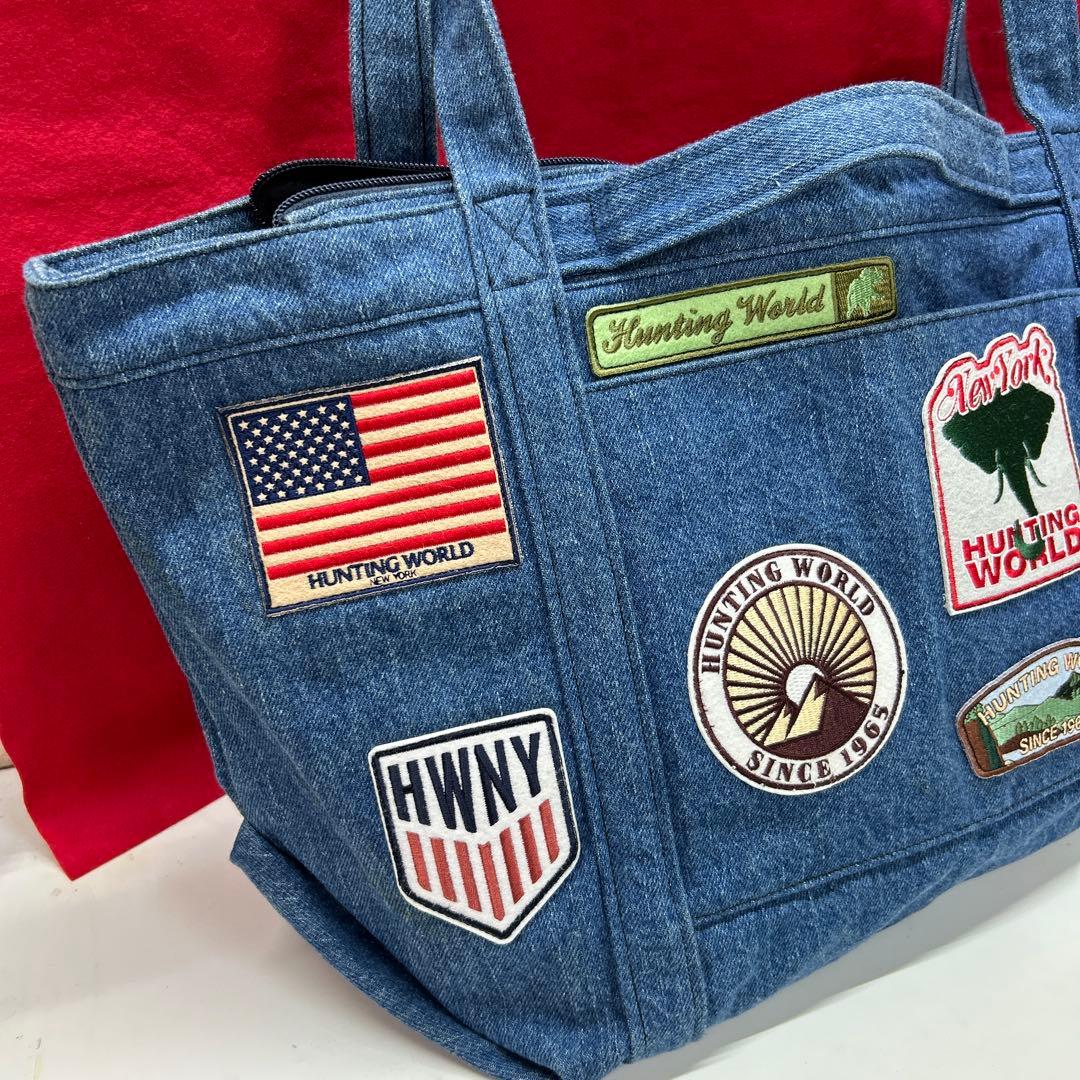 ⭕️未使用⭕️Hunting World ワッペン付きデニムトートバッグ
