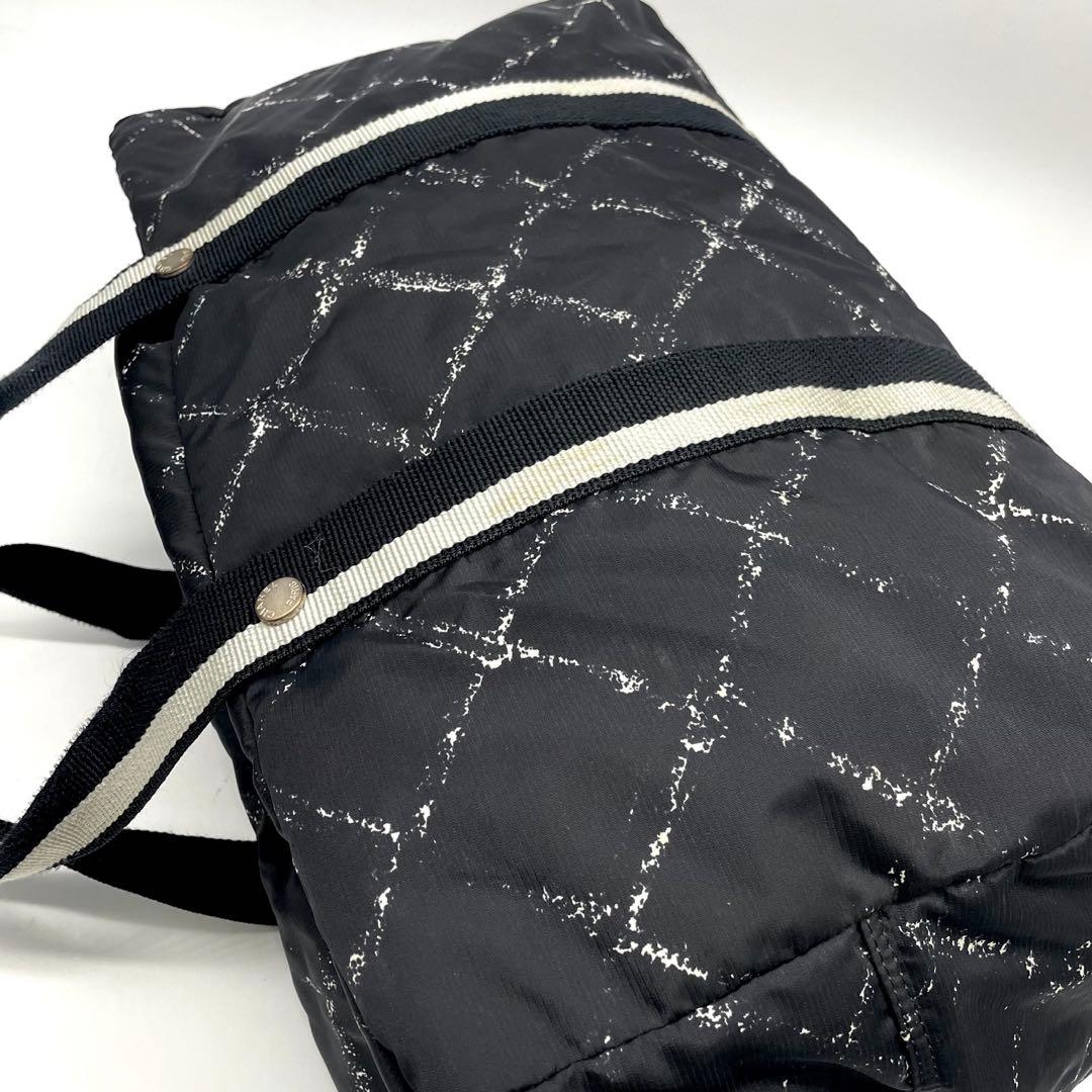 シャネル 旧トラベルライン ボストンバッグ トラベル 大容量 ナイロン ブラック