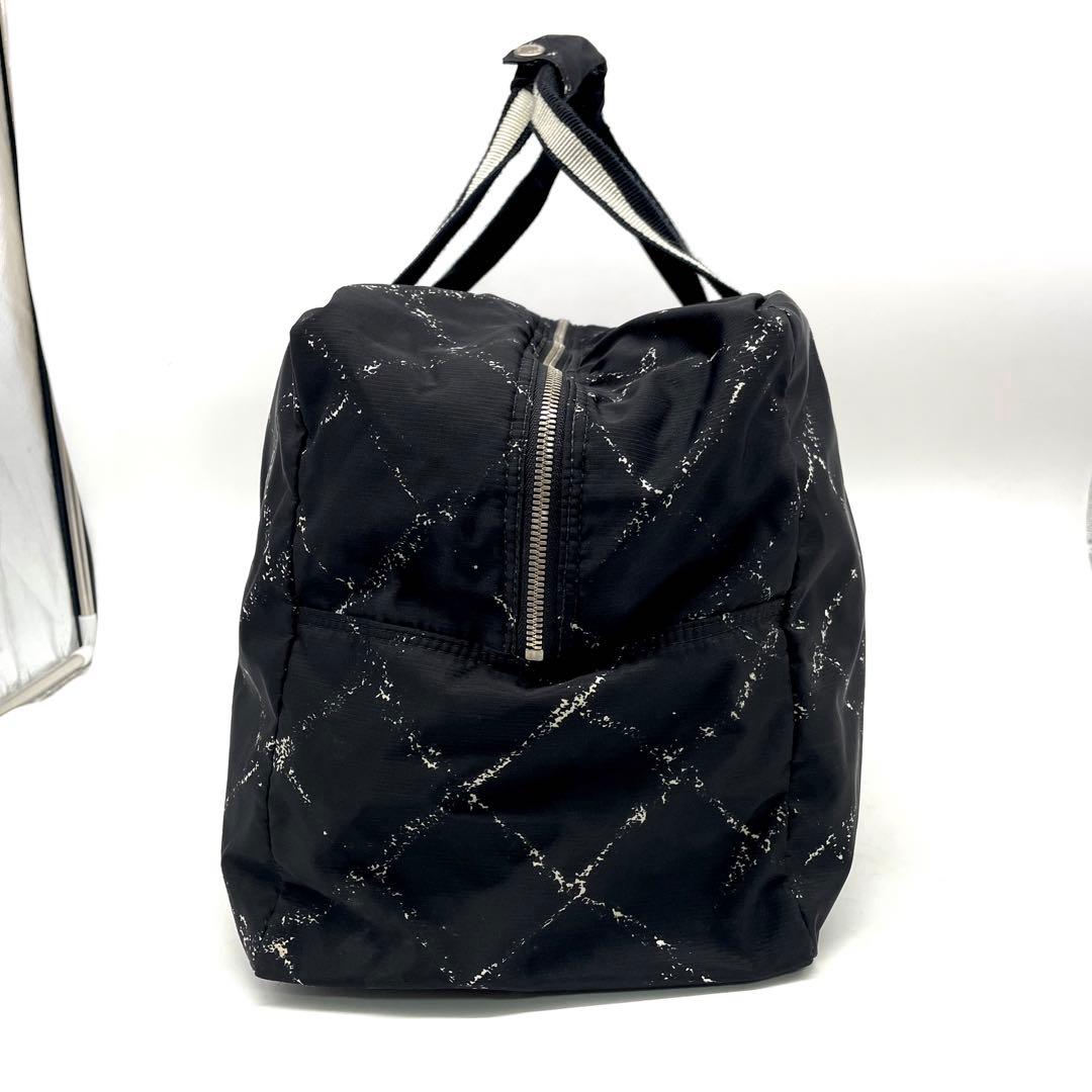 シャネル 旧トラベルライン ボストンバッグ トラベル 大容量 ナイロン ブラック