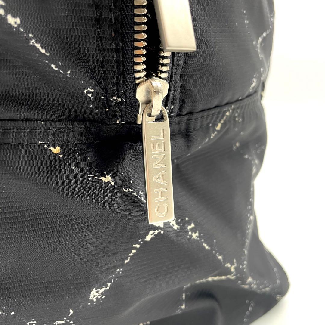 シャネル 旧トラベルライン ボストンバッグ トラベル 大容量 ナイロン ブラック