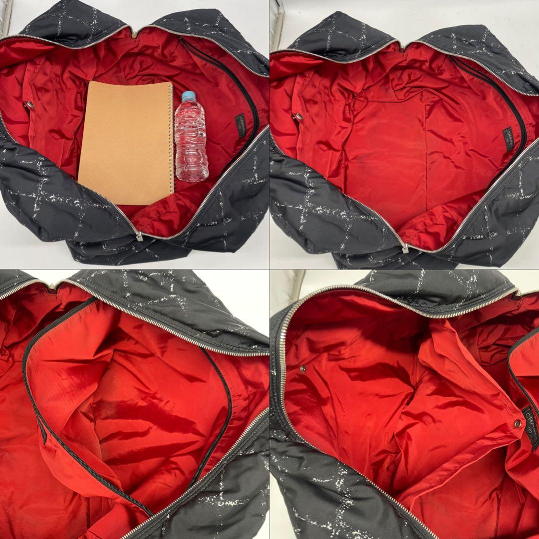 シャネル 旧トラベルライン ボストンバッグ トラベル 大容量 ナイロン ブラック