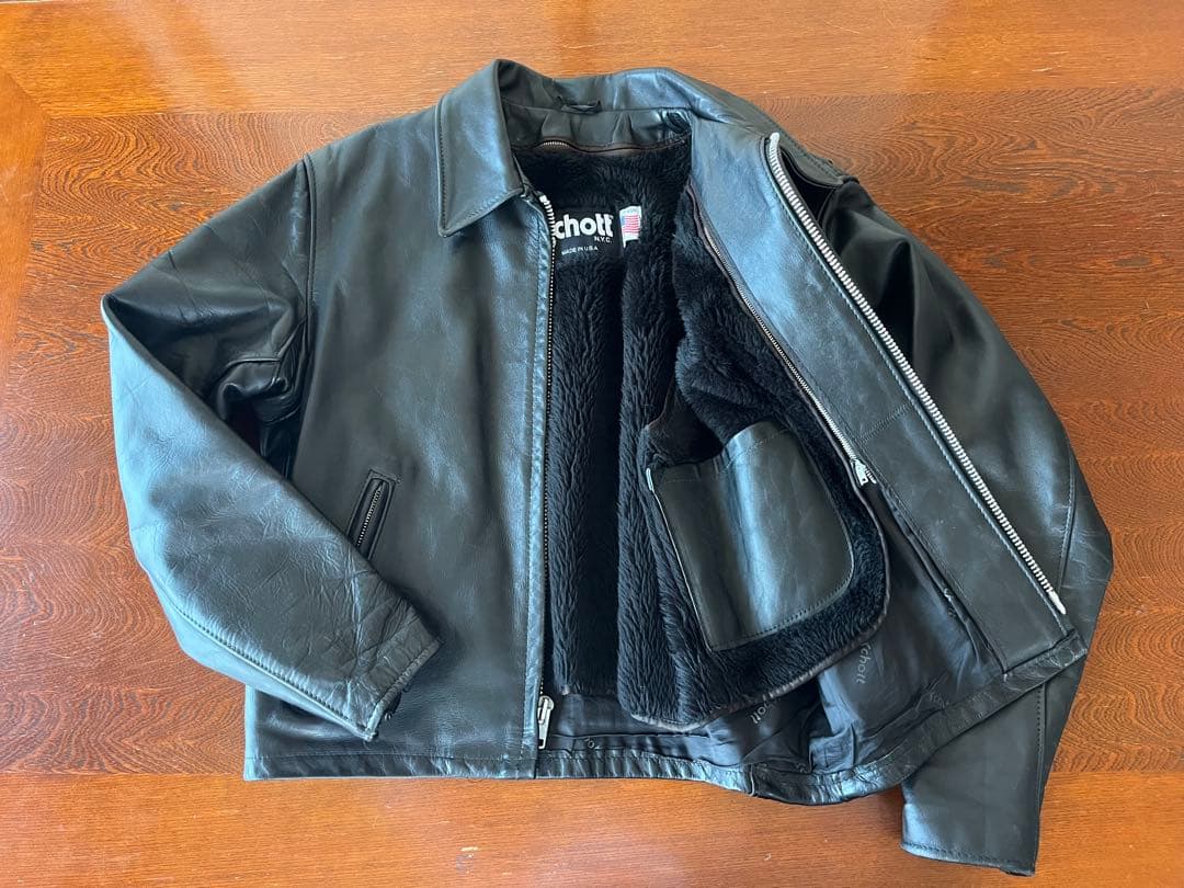 ★美品★ Schott 643E ライナー付シングルライダース Size40 L