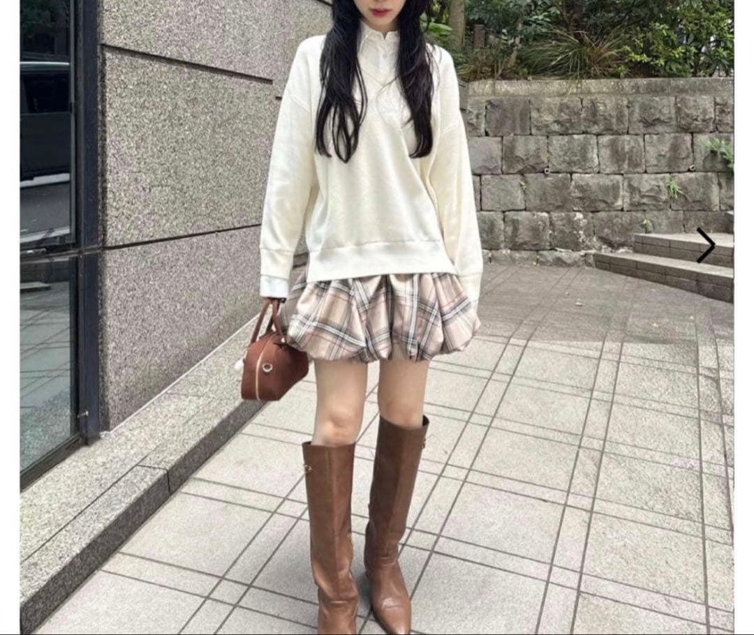 LILY BROWN ニットドッキングバルーンワンピース ivory