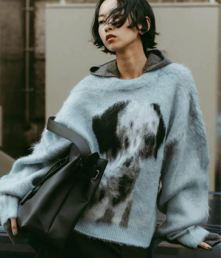 タグ付き KnuthMarf ダルメシアンシャギーニット クヌースマーフ ブルー