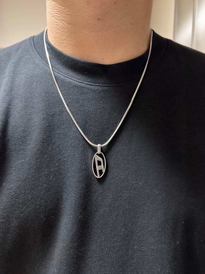 【中古】DIESEL ロゴネックレス シルバー 60cm ユニセックス