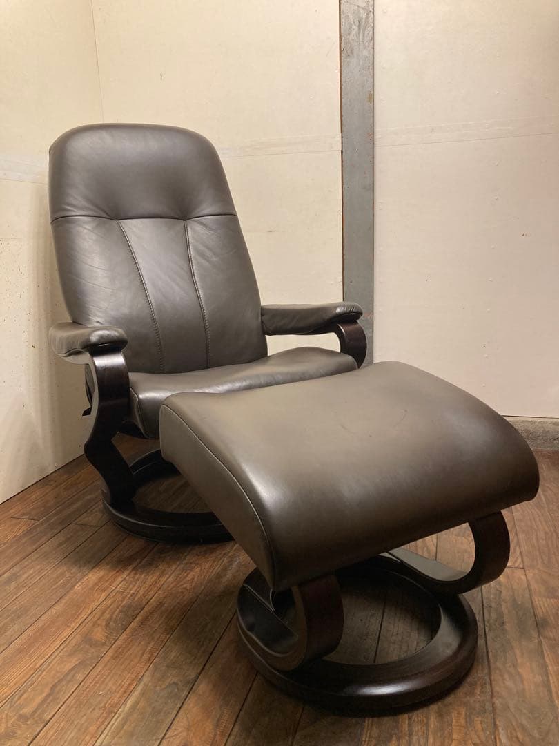 ドイツ himolla ヒモラ社製 本革リクライニングチェア&オットマンセット