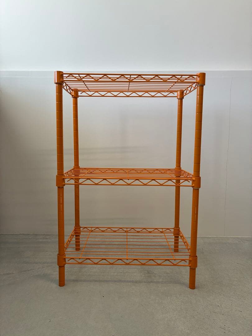 希少　ミッドセンチュリー　レトロポップ　オレンジ スチール メタルラックシェルフ
