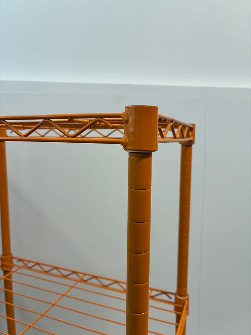 希少　ミッドセンチュリー　レトロポップ　オレンジ スチール メタルラックシェルフ