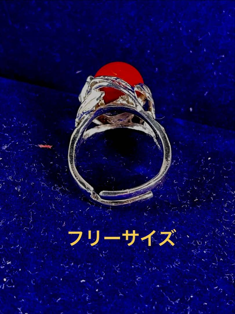 天然赤珊(朱赤)10.2mm SILVERリング 自家製 ＷＺー030