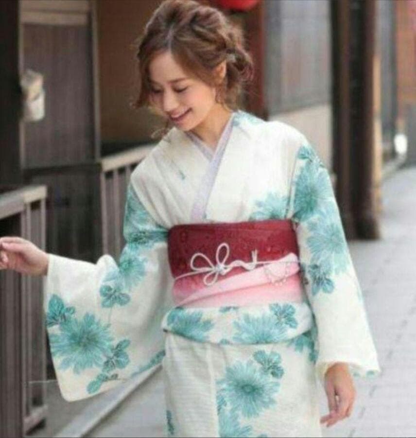 ◆最高級【綿絽浴衣】青菊花の白生成地古典涼しゆかた◆着物としても着用可◆