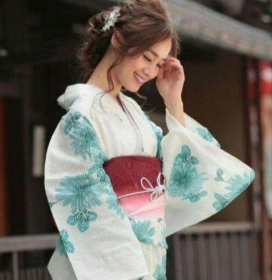 ◆最高級【綿絽浴衣】青菊花の白生成地古典涼しゆかた◆着物としても着用可◆