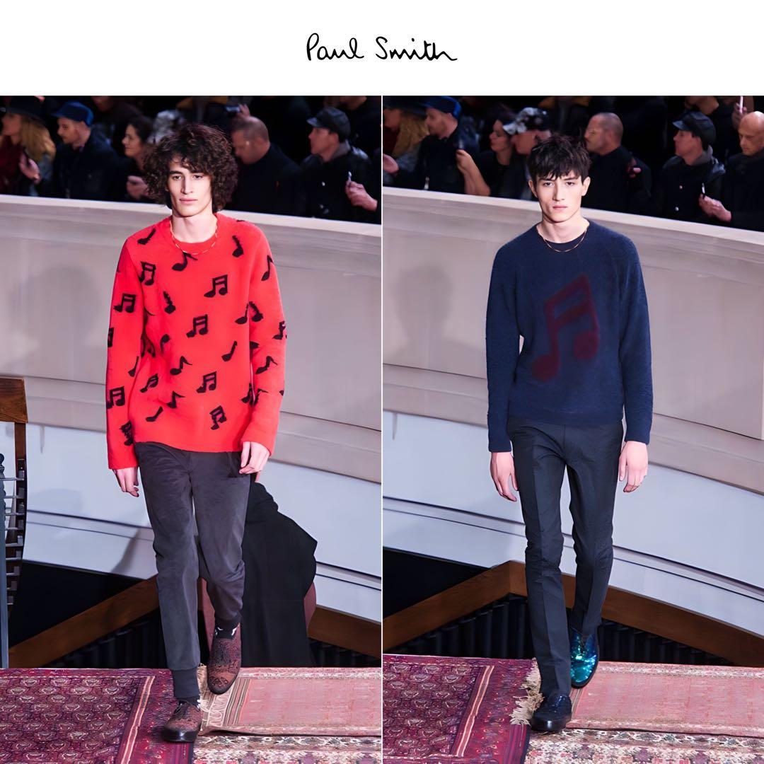 希少•完売品【音符柄×ピンク／モヘア60%】ポールスミス／シャギーニットセーター